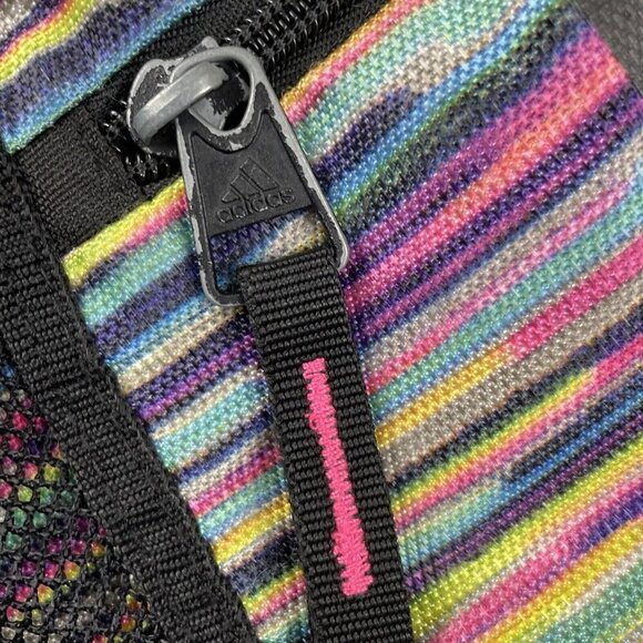 Adidas Drawstring Bag Backpack Women's Colorful Triple Stripe Logo Zip Pocket - Picture 10 of 12
